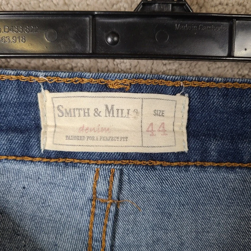 Smith & Mills Denim Jeans Mens 44x32 Blue Stretch Slim Straight Cotton Blend‎